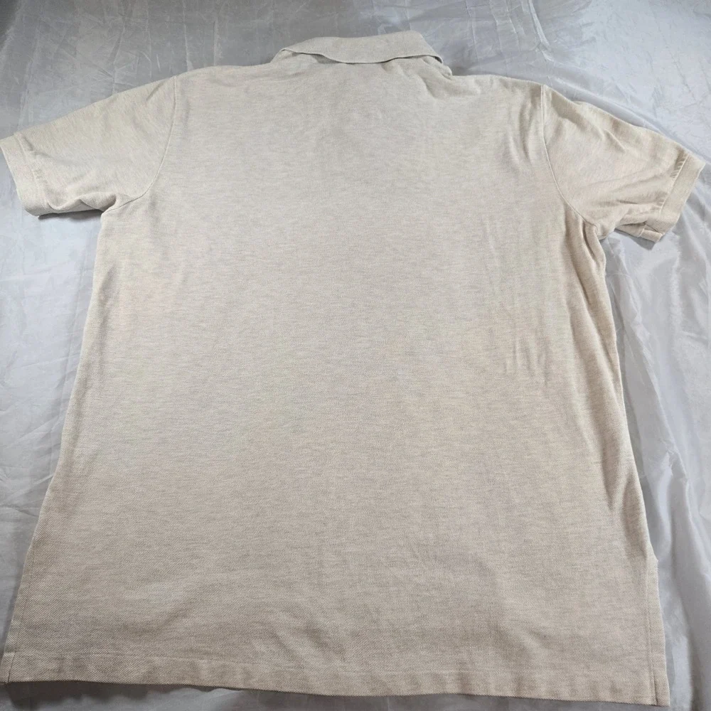 Polo Ralph Lauren Mens XL Beige Polo Shirt Burgundy Pony Logo Cotton Pique